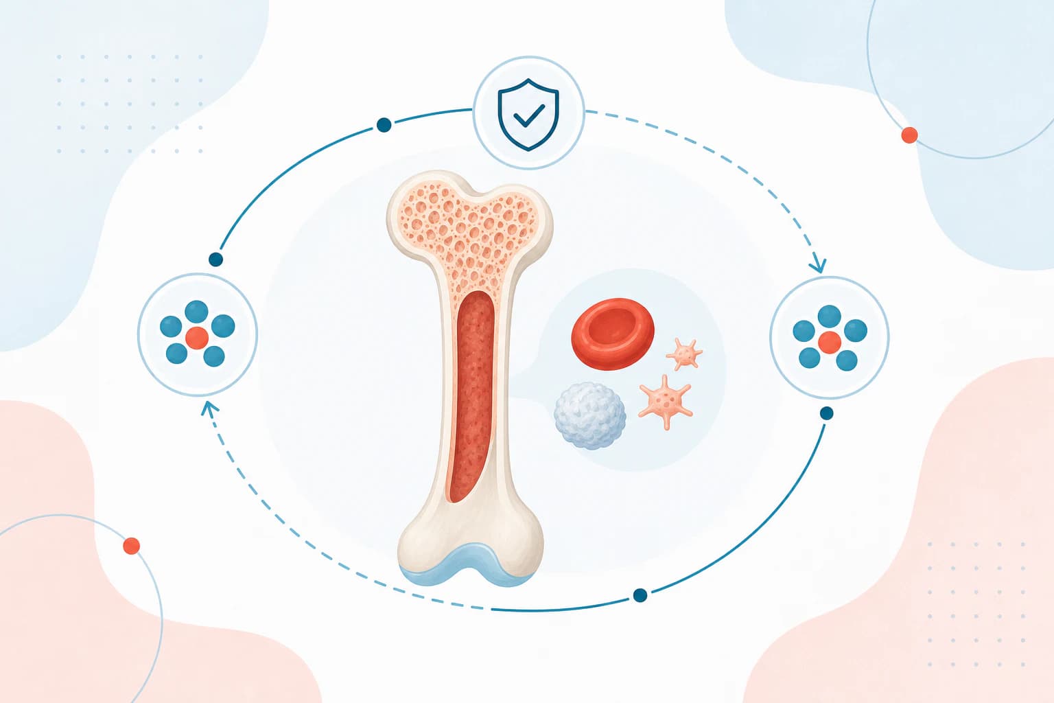 Bone cross-section with marrow cells