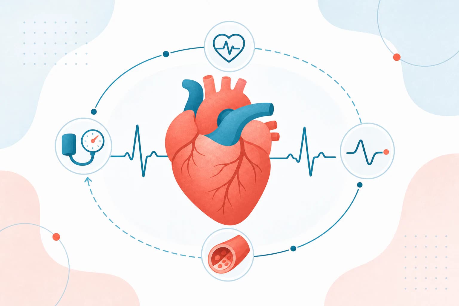 Heart with an electrocardiogram line