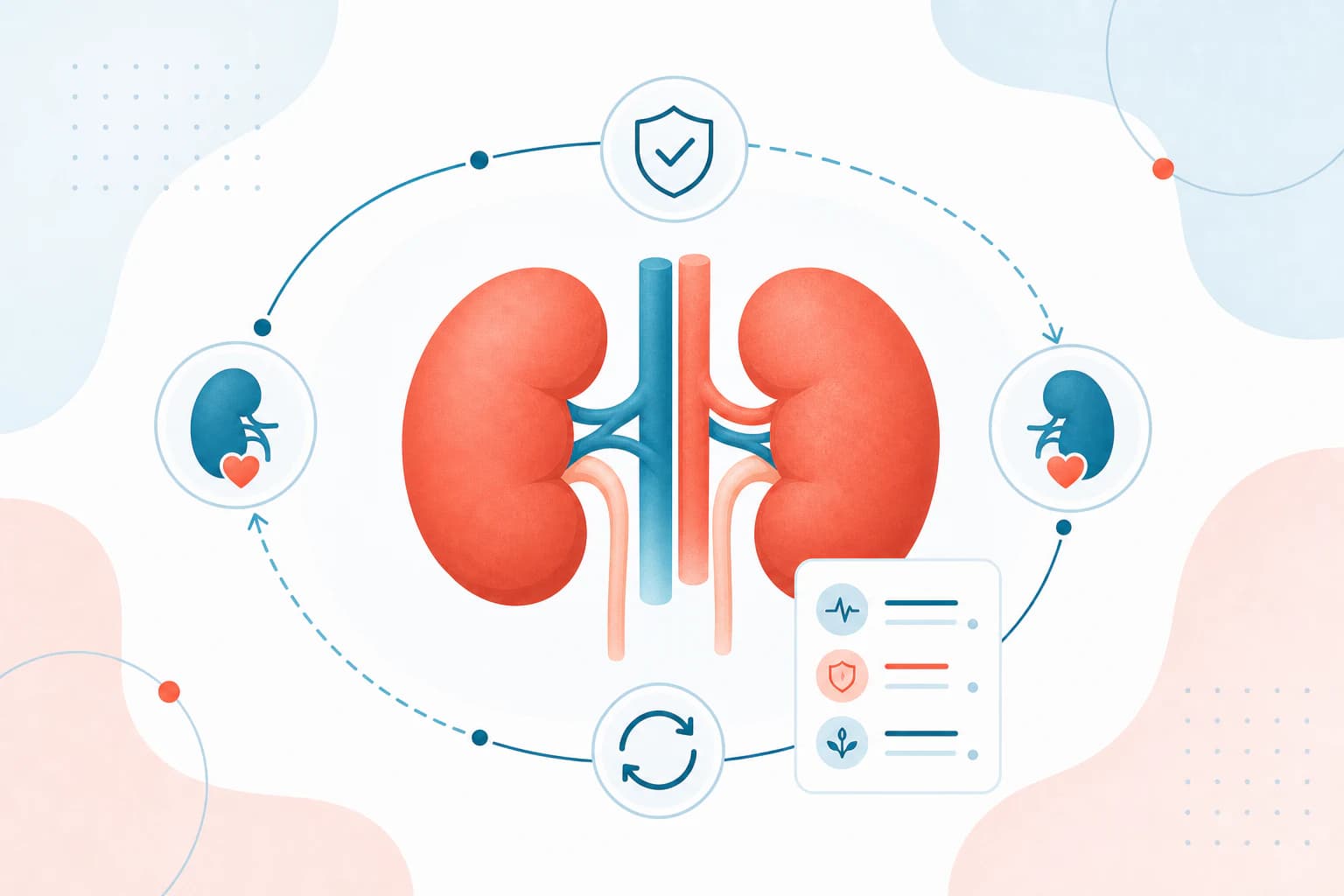 Kidneys with a transplant care symbol