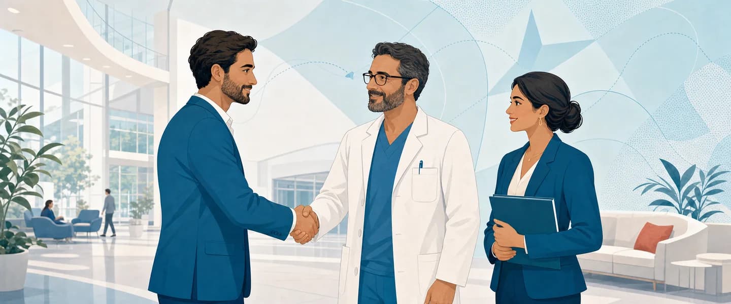 A healthcare leader and hospital physician marking a trusted specialist-care partnership